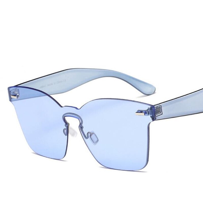 Candy Color Cat Eye Sunglasses Women Clear Lens Big Frame Shades Acetate Eyewear Ladies One Piece Rivet Sexy Sun Glasses Female