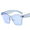 Candy Color Cat Eye Sunglasses Women Clear Lens Big Frame Shades Acetate Eyewear Ladies One Piece Rivet Sexy Sun Glasses Female