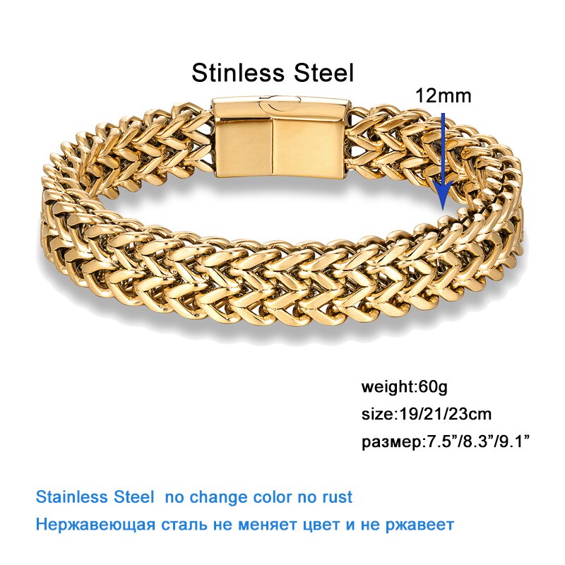 Bracelet Men's Stainless Steel Chain Punk Motorcycle Accessories Charm Bracelets Magnetic Clasp Fashion Jewelry Gifts Boyfriend