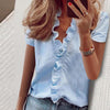 3XL Summer Short Sleeve Printed Blouse Shirt Women Sexy Ruffle V-Neck Shirts Pullover Elegant Office Lady Blusa Tops Streetwear - Surprise store