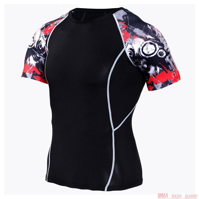 Compression T-shirt Men Running Tights Lycra Tee Shirt Male Bodybuilding Top Black Tees Men's Clothing Short Sleeve T-shirt - Surprise store
