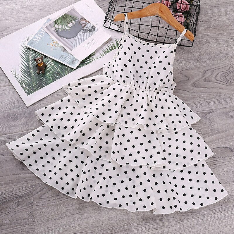 Girls Dresses 2021 Summer Polka Dots Princess Dress Elegant Female Kids Cake Dress Teens Girls 3-10 Years Children Clothes Party