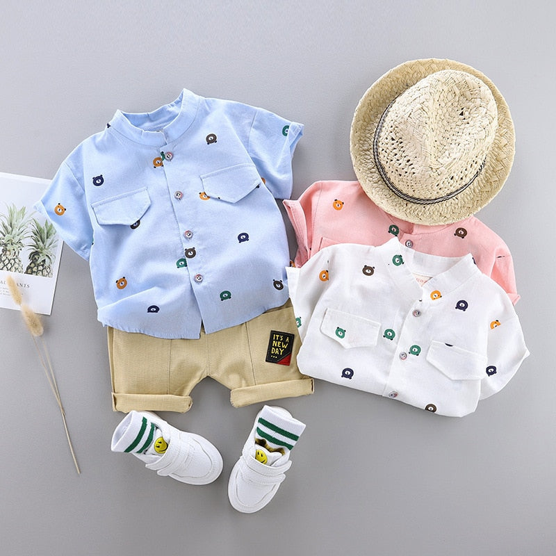 Baby boys clothes sets summer newborn cotton tops+shorts 2pcs tracksuits for bebe boys infant wedding clothing toddler outfits