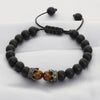 Black Lava Stone Crown Charm Tiger Eye Beads Bracelet For Men Women Braided Bracelets Handmade Adjustable Jewelry Pulseira