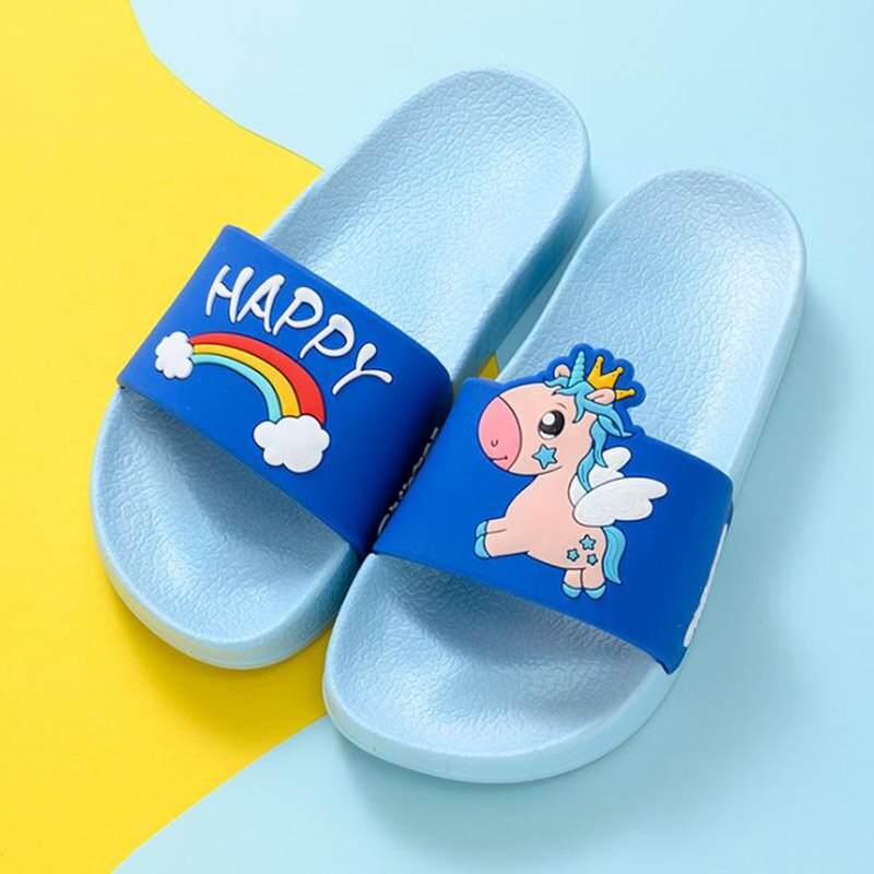 New Summer Cartoon Unicorn Kids Slippers Home and Outdoor Child Boy Girl Sandals Soft Soles Non-slip