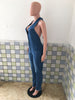 Backless Jeans Rompers Sexy Women Halter Bodycon Blue Denim Pencil Jumpsuit Overalls
