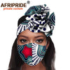 African 2 Piece for Women Headband Headwear Floral Turban Head Scarf Ladies Head Wrap Hair Accessories Match Print Mask A20H015