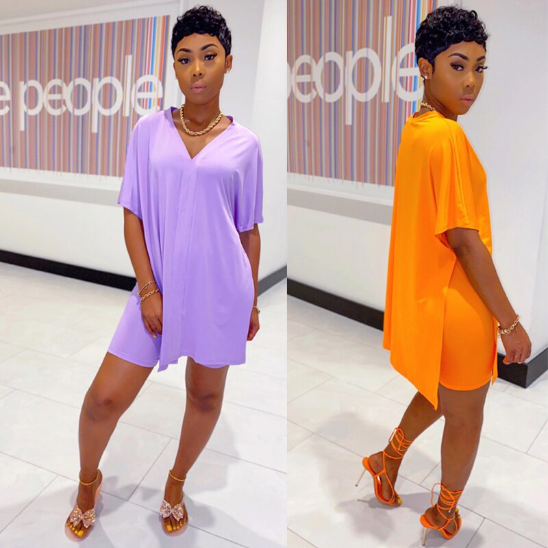 Two Piece Set Women Clothes Casual V Neck T Shirt Top and Shorts Set Streetwear Sexy 2 Piece Outfits for Women Suit Summer Short