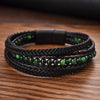 Jiayiqi Fashion Natural Stone Beads Men Bracelet Multilayer Leather Bracelet Punk Jewelry Stainless Steel Magnetic Clasp Bangles