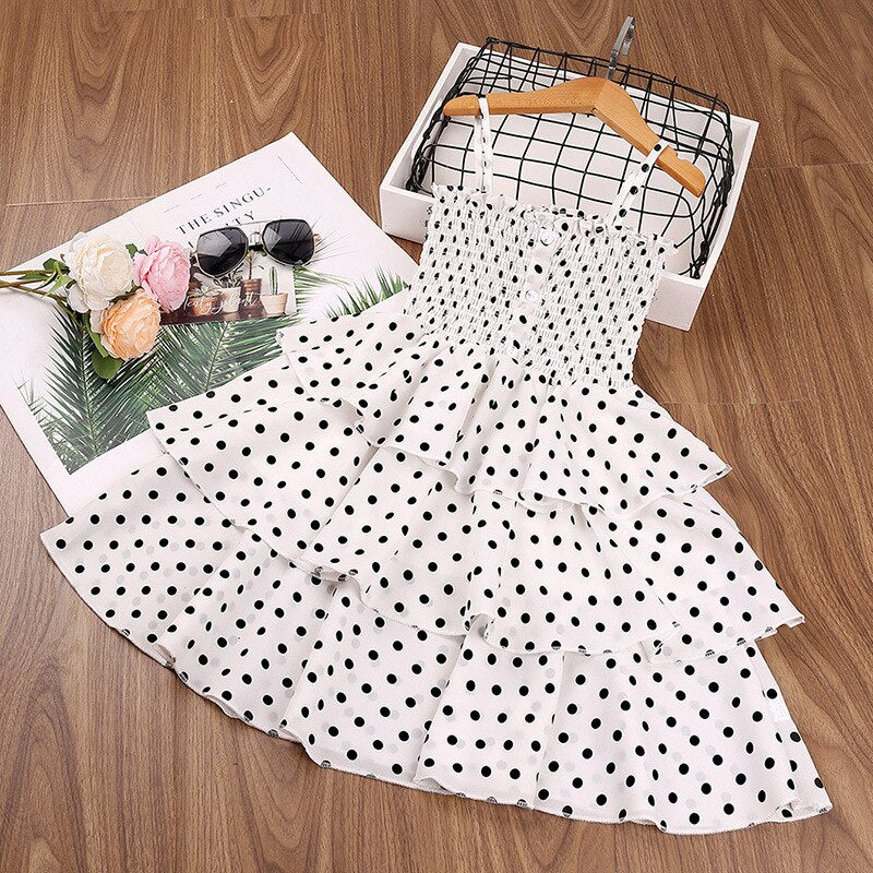 Girls Dresses 2021 Summer Polka Dots Princess Dress Elegant Female Kids Cake Dress Teens Girls 3-10 Years Children Clothes Party