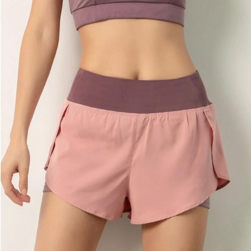 Women's Summer Sport Short 2 in 1 Pocket Running short Quick-Drying Fitness Training Shorts Women High Waist Loose Yoga Clothes
