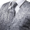 Hi-Tie 11 Kinds Silk Men's Waistcoat and Tie Set Business Wedding Vests With Necktie Hankerchief Cufflinks Floral Paisley Slim