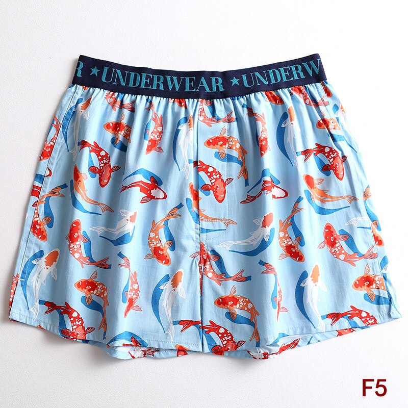 1pcs Homewear Boxer Briefs Men Plus Size Cotton Underwear Male Cartoon Print Loose Sleepwear Shorts Panties Underpant Cuecas