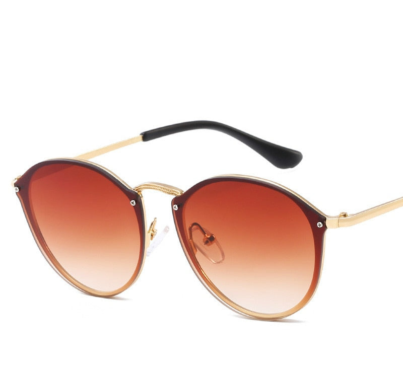 Luxury Round Sunglasses Women Brand Designer CatEye Retro Rimless Sunglass Mirror Sun Glasses Female 2021 Zonnebril Dames