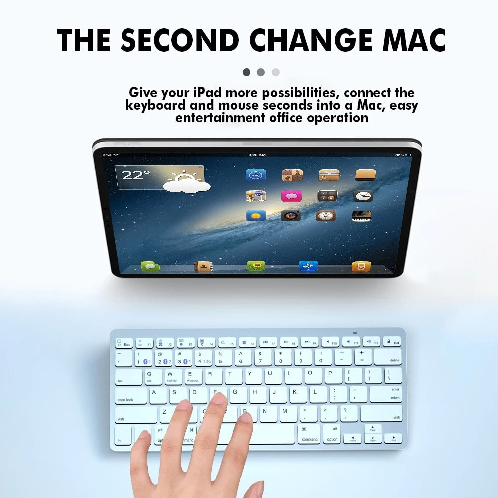 Bluetooth 5.0 & 2.4G Wireless Keyboard and Mouse Combo Mini Multimedia Keyboard Mouse Set For Laptop PC TV iPad Macbook Android