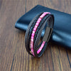 Multilayer Bracelet Natural Stone Genuine Leather Braided Wrap Bangle Stainless Steel Magnetic Clasp Bracelet Men Jewelry
