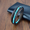 Multilayer Bracelet Natural Stone Genuine Leather Braided Wrap Bangle Stainless Steel Magnetic Clasp Bracelet Men Jewelry