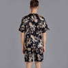 Summer Men Pyjama Set Print Satin Men Pajama Suit Short Sleeve Shorts Silk Pajama Man Sleepwear Spring Pajama Male Nightgown XXL