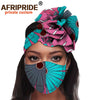 African 2 Piece for Women Headband Headwear Floral Turban Head Scarf Ladies Head Wrap Hair Accessories Match Print Mask A20H015