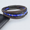 Multilayer Bracelet Natural Stone Genuine Leather Braided Wrap Bangle Stainless Steel Magnetic Clasp Bracelet Men Jewelry