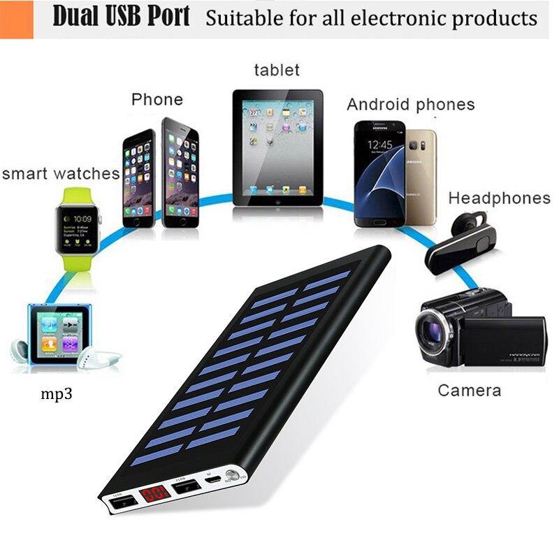 Solar Power Bank 30000mah External Battery 2 USB LED Powerbank Portable Mobile phone Solar Charger for Xiaomi iphone huawie - Surprise store
