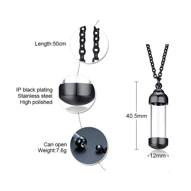Vnox Can Open Hollow Tube Necklaces for Women Men Urn Ashes Cremation Memorial Pendants Stainless Steel Unisex Gifts Jewelry