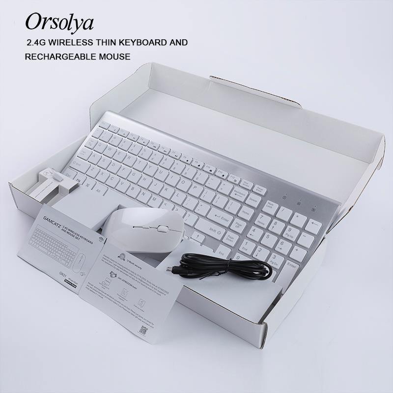 2.4G Wireless Thin Keyboard and Rechargeable Mouse Combo English/Russian letters Keyboard set Silent key For Computer laptop PC - Surprise store