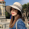 Women Sun Hat Bucket Cap Summer Beach Wide Brim With Chin Strap Foldable Travel Fashion Outdoor UV Protection Double Sided - Surprise store
