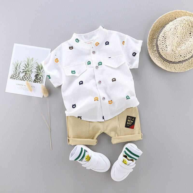 Baby boys clothes sets summer newborn cotton tops+shorts 2pcs tracksuits for bebe boys infant wedding clothing toddler outfits