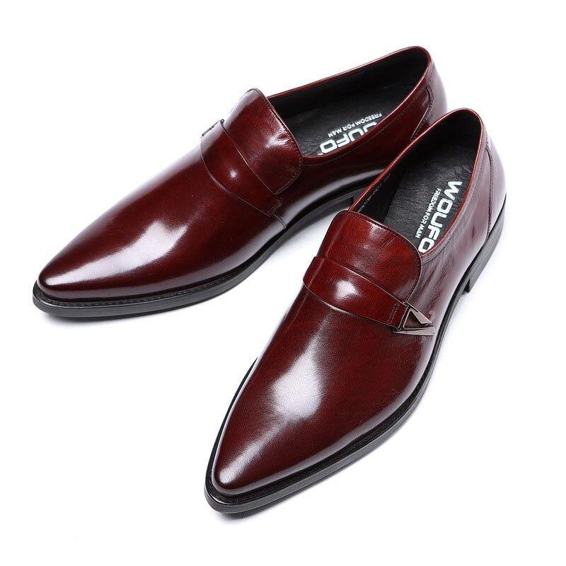 Luxury Genuine Leather Men Oxford Formal Shoes Pointed Toe Men Dress Shoes With Buckle Strap Male Wedding Business Shoes B09 - Surprise store