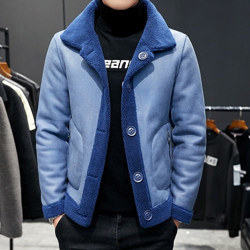Men winter keep warm Woolen  Coats Men's granular woollen cloth Double sided Woolen Jackets Plus size S-4XL