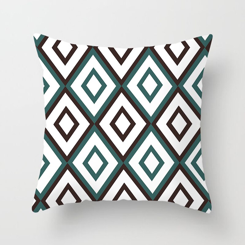Flower Leaves Pattern Throw Pillow Case Teal Blue Cushion Covers for Home Sofa Chair Decorative Pillowcases