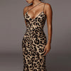 HAOYUAN Sexy Leopard Snake Print Spaghetti Strap Bodycon Midi Dress Women 2020 Summer Fashion Vestidos Night Party Club Dresses