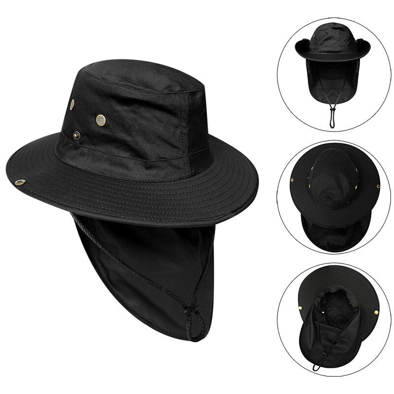 CAMOLAND Women Summer Sun Hats With Neck Flap Outdoor UV Protection Fishing Hat For Men Bucket Cap Wide Brim Hiking Hats