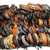 MixMax 50pcs/pack assorted retro Handmade men's top Genuine Leather tribal surfer cuff bracelets mix styles