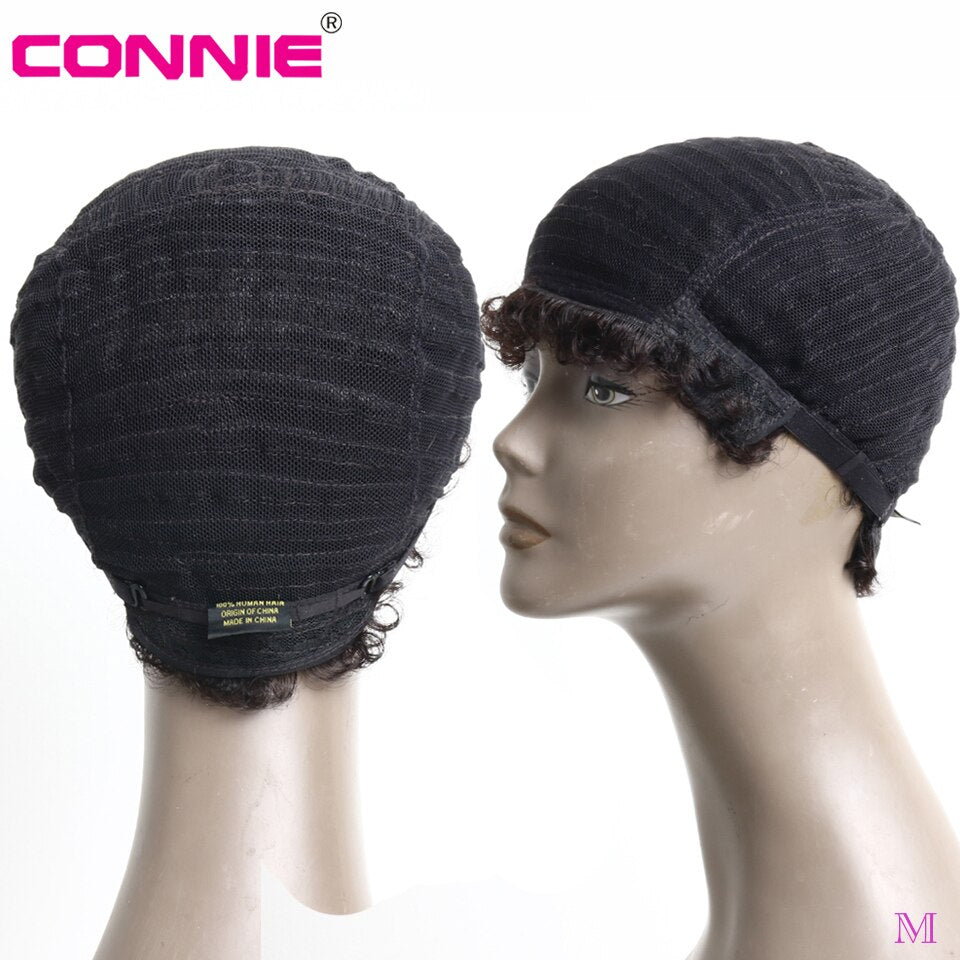 Full Machine Short Afro Curly Human Hair Wigs for Women Middle Ratio 150% Density Brazilian Remy Human Hair Wig