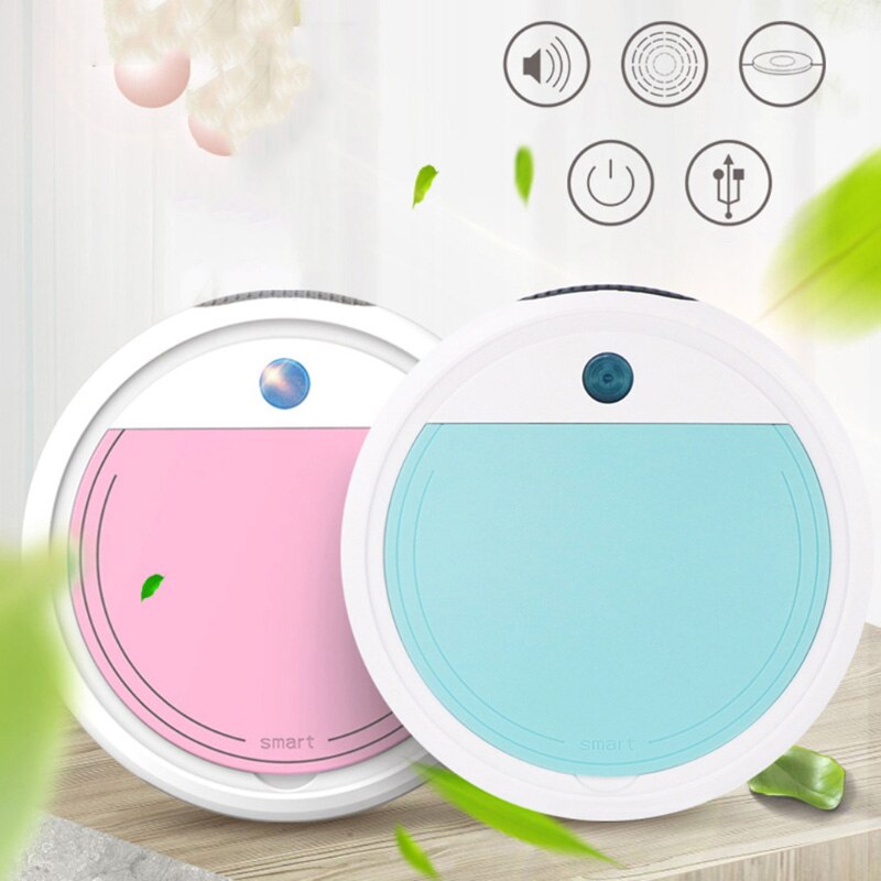 USB Robot Vacuum Cleaner Automatic Cleaner Strong Suction Detects Stairs Pet Hair Allergies Friendly UV Sterilizer Home Cleaning