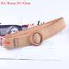 Round Wooden Buckle Dress Belt For Women Casual Female Braided Wide Strap Female Designer Woven Girls Elastic PP Straw Belts 111
