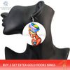 SOMESOOR Vinatge African Headwrap Woman Wood Drop Earrings Afrocentric Ethnic Boths Side Painting Jewelry For Blacks Gifts 1Pair