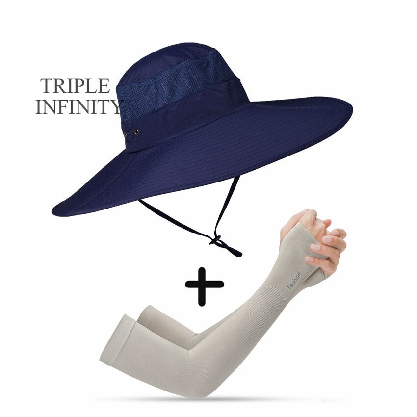 New Summer Sun Hat For Man Outdoor Quick-drying Sun-proof Men's Panama Hat Fishing Breathable Male Large Wide Brim Bucket Hats