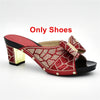 New Arrival Italian Shoes with Matching Bags for Wedding Italy Nigerian Women Wedding Shoe and Bag Set Decorated with Rhinestone
