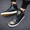 Sneakers Men High Top Microfiber Platform Shoes Brand Fashion Printmens Shoes Black PU Hot Footwear Male Vulcanize Shoes D5-17 - Surprise store