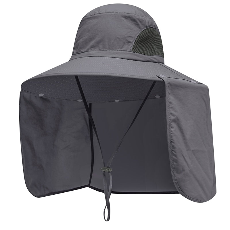 CAMOLAND 2 IN 1 Summer UPF50+ Sun Hats Women Mens Waterproof Fishing Hat With Neck Flap Hiking Cap Outdoor Bucket Hat