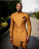 Golden Slim Fit Men Suits Wedding Groom Tuxedos 2pcs(Jacket+Pants) Bridegroom Suits Front Button Design Best Man Prom Blazer