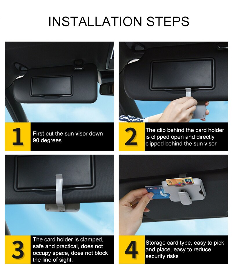 Car Accessories Card Storage Car Sun Visor Card Holder Car Card Slot Multi-function Storage Box Glasses Clip Car Styling