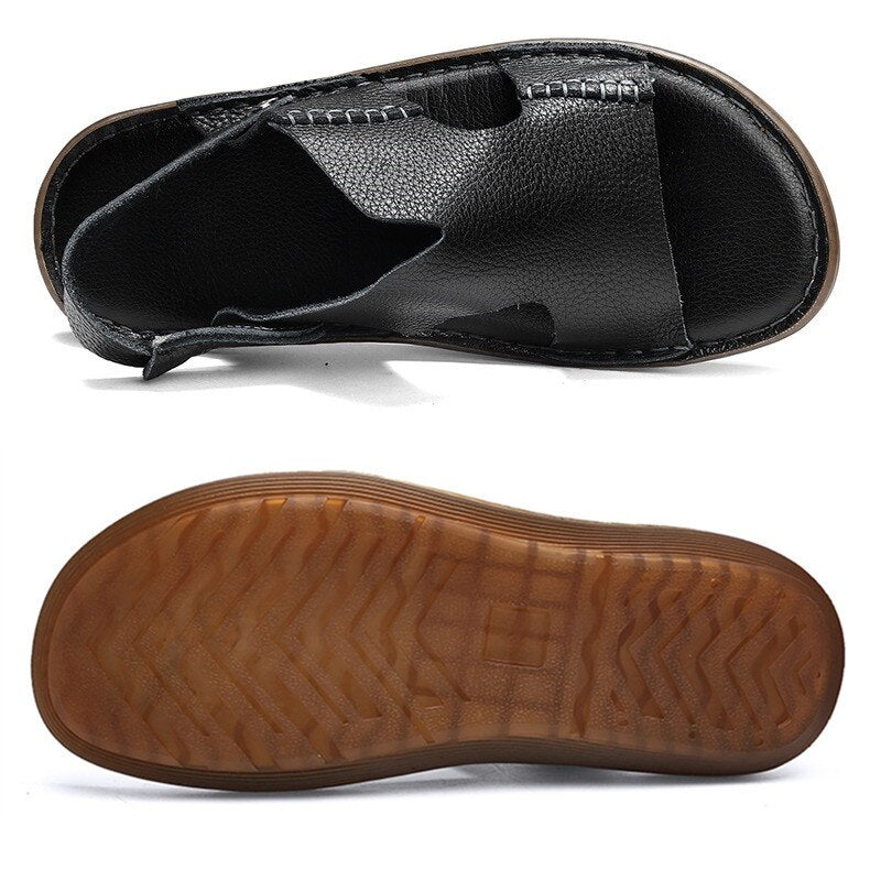Size 38-46 Mens Sandals Comfort Genuine Leather Summer High Quality Beach Slippers Casual Footwear Outdoor Beach Shoes 2021 New