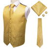 Hi-Tie 11 Kinds Silk Men's Waistcoat and Tie Set Business Wedding Vests With Necktie Hankerchief Cufflinks Floral Paisley Slim