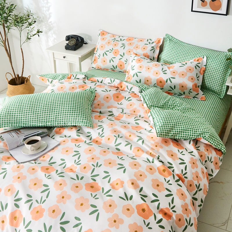 Classic Black White Grid Bedding Set Fashion Polka Dot Double Bed Linens Cover Set Quilt Pillowcase Shinging Star Pattern