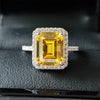 925 sterling silver Fashion yellow zircon Engagement Ring for women ladies girl big brand jewelry party gift moonso r4998