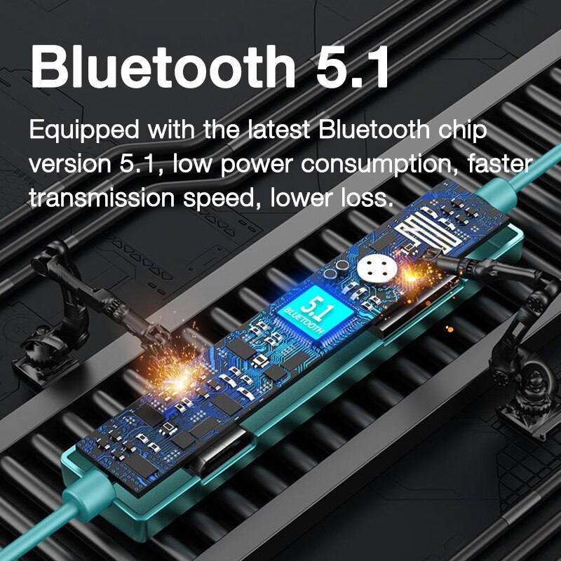 EARDECO 1000mAh Bluetooth Headphone With Mic 5.1 Wireless Headphones Bass Stereo Earphones Earbuds Music Sport Headset Neckban